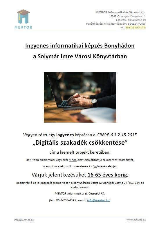 Remek lehetőség, ingyenes számítógépes tanfolyam!