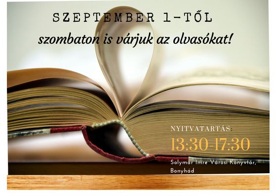 Szeptember 1-től visszatér a szombati nyitva tartás